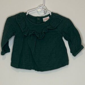 Cat & Jack Baby Girl 2pc Gauze Ruffle Top & Bloomer Set - Dark Green/Teal